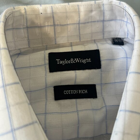 3/$20 NWOT Taylor & Wright Easy Iron Lightweigh Checked Shirt - 16.5" &Tie - Picture 2 of 7